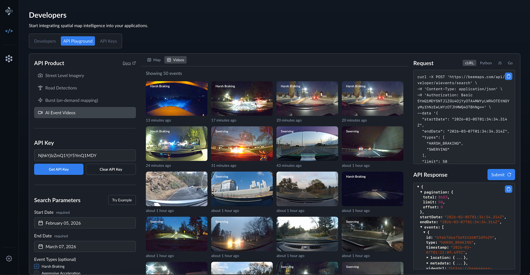 API Playground video grid