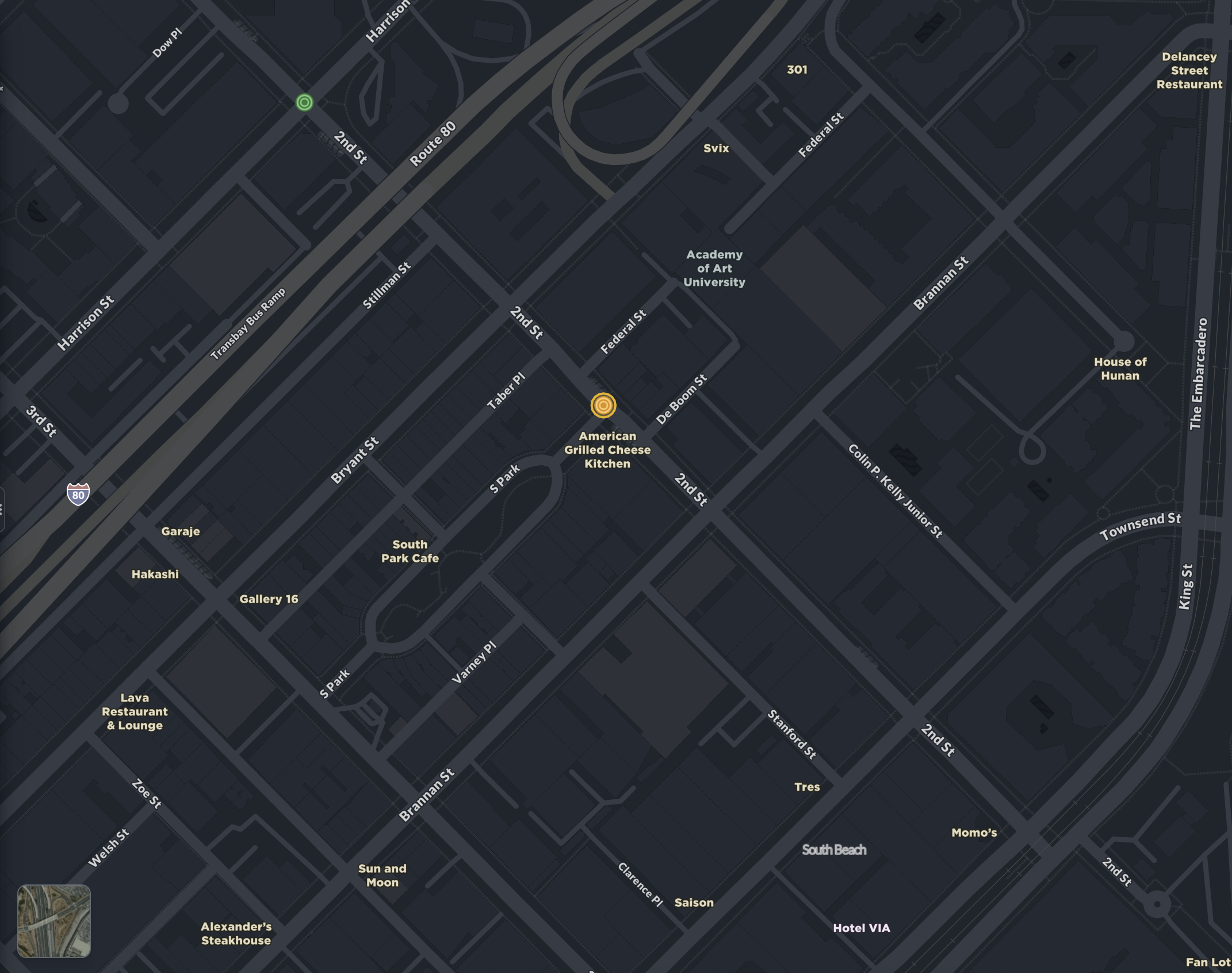 A burst location glowing on the map — visible as a yellow marker indicating where fresh coverage has been requested